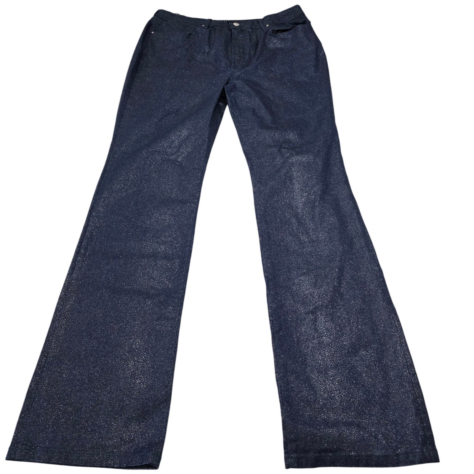 Monfrere Clint Bootleg Jeans 40 Mens Stingray Blue Metallic Textured 1038j54425